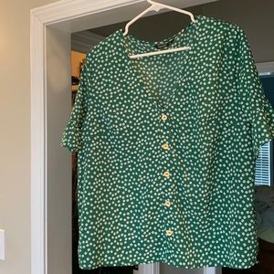 FINAL PRICE DROP Shein flower print top. Green size 1XL